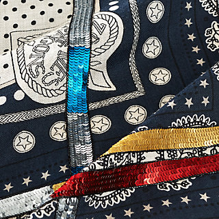 Embroidered Zouaves et Dragons Bandana shawl 140 | Hermès